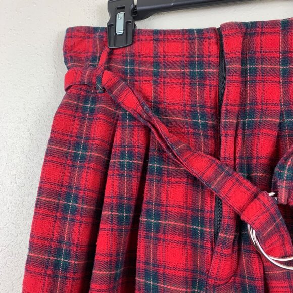 Seek the Label Women’s Red Plaid Belted High-rise Pants - Size Medium - Picture 2 of 8
